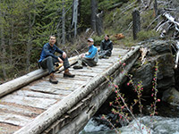 Jason, Matt, and Kara on a Bridge Over Badger Creek