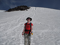 Katie with Glissade Chute in the Background