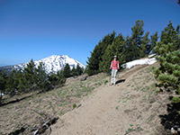 Katie on Tumalo Mountain Trail with Mount Bachelor in the Background