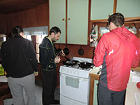 Cooking Breakfast at the Hall House