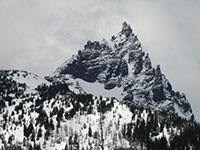 Close up of Three Fingered Jack with Fresh Snow on the Peak