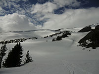 Ski Tracks Coming Down the Crescent Glacier