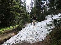 Louis and Matt Hiking over Snow Patch