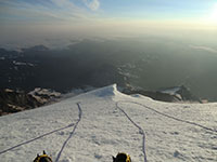 Looking Down Mt Rainier While Resting a Couple Thousand Feet Below the Summit