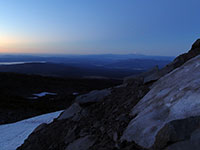 Just Before Sunrise about 7,400' up Mt Adams with Mt Hood in the Background