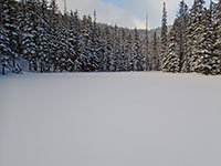 Green Lake frozen and covered in snow