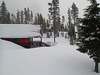 Olallie Lake Resort covered in snow