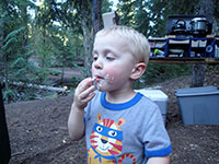 Julian enjoying a marshmallow
