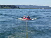 Julian, Katie, and Melanie going for a ride