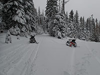 Snowmobiling back from Lookout Mountain