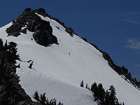 Someone skiing down Mt Scott