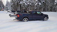 2018 Polaris Pro RMK snowmobile on a FLM Quicky sled deck