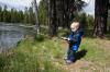 Picture of Mini Adventurer with fly rod at Fall River, Oregon